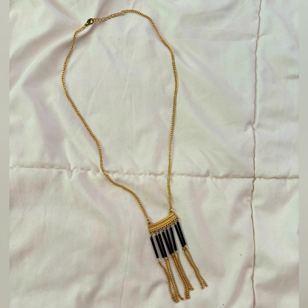 Black Bar Gold Necklace